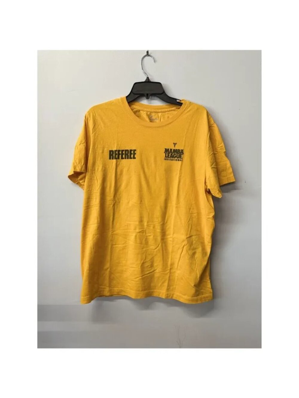 {Nike Referee Mamba League Invitational Yellow Tee Shirt XL Cotton}
